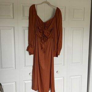 FARM Rio Rust Long Sleeve Dress